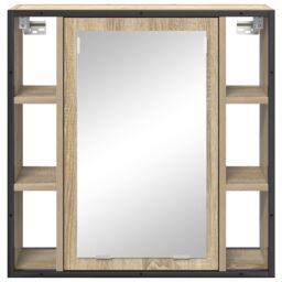 Berkfield Home Bathroom Vanity Unit Light Oak Particle Board Medium Storage in Beige - thumbnail 6