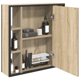 Berkfield Home Bathroom Vanity Unit Light Oak Particle Board Medium Storage in Beige - thumbnail 4