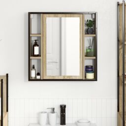 Berkfield Home Bathroom Vanity Unit Light Oak Particle Board Medium Storage in Beige - thumbnail 5