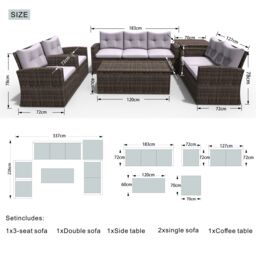 Direct Wicker 7-Seat Outdoor Rattan Furniture Garden Sofa Set with Storage Box in Brown - Size: 8 Pack - thumbnail 8