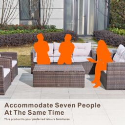 Direct Wicker 7-Seat Outdoor Rattan Furniture Garden Sofa Set with Storage Box in Brown - Size: 8 Pack - thumbnail 5