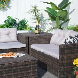 Direct Wicker 7-Seat Outdoor Rattan Furniture Garden Sofa Set with Storage Box in Brown - Size: 8 Pack - thumbnail 2
