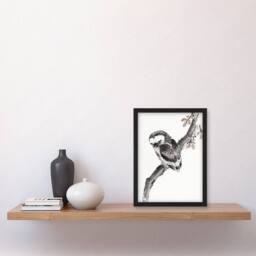Artery8 Owl 1841 Album Of Sketches Japanese Framed Wall Art Print Hokusai in Grey - Size: A4 - thumbnail 4