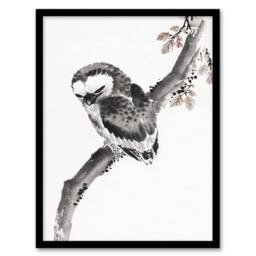 Artery8 Owl 1841 Album Of Sketches Japanese Framed Wall Art Print Hokusai in Grey - Size: A4 - thumbnail 1