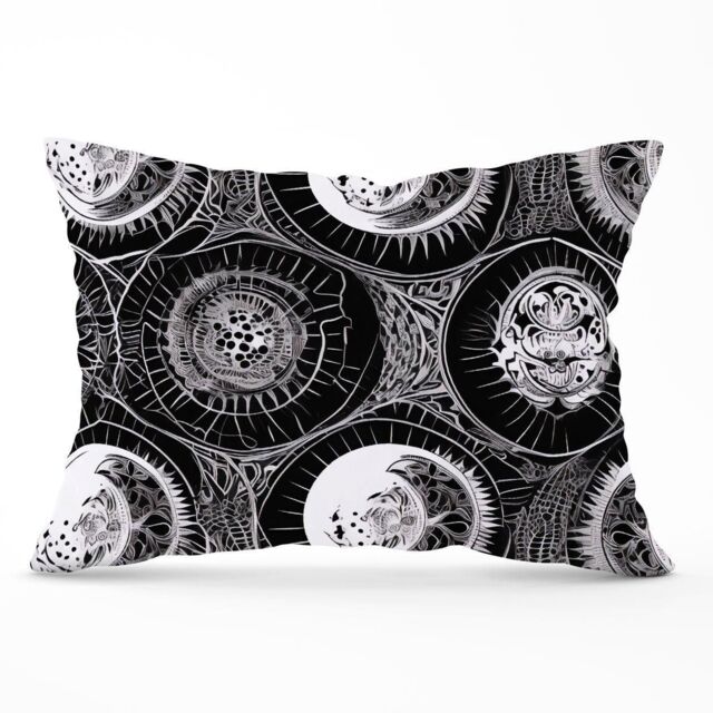 Warren Reed - Designer Black White Moon & Sun Cushions in Grey - Size: 60 cm x 60 cm - image 1