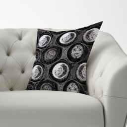 Warren Reed - Designer Black White Moon & Sun Cushions in Grey - Size: 60 cm x 60 cm - thumbnail 3