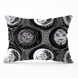 Warren Reed - Designer Black White Moon & Sun Cushions in Grey - Size: 60 cm x 60 cm - thumbnail 1