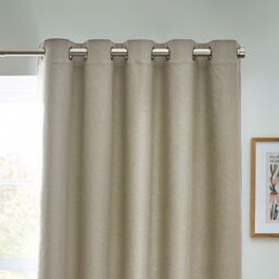 Furn Dawn Blackout Eyelet Curtain Pair in Natural - Size: 168 cm width x 183 cm drop - thumbnail 3