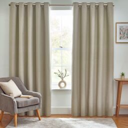 Furn Dawn Blackout Eyelet Curtain Pair in Natural - Size: 168 cm width x 183 cm drop - thumbnail 2