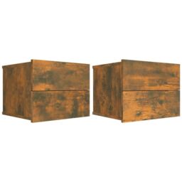 Berkfield Home Bedside Cabinets 2 pcs Smoked Oak 40x30x30 cm Engineered Wood in Brown - Size: 40 x 30 x 30 cm - thumbnail 2