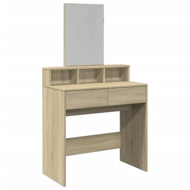Berkfield Home Dressing Table with Mirror Sonoma Oak 80x41x144.5 cm in Brown - image 1