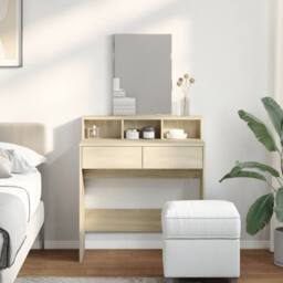 Berkfield Home Dressing Table with Mirror Sonoma Oak 80x41x144.5 cm in Brown - thumbnail 3