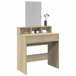 Berkfield Home Dressing Table with Mirror Sonoma Oak 80x41x144.5 cm in Brown - thumbnail 2