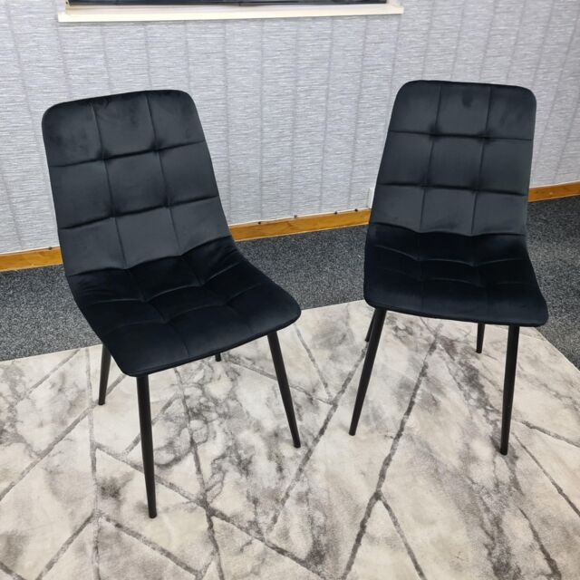 KOSY KOALA Dining Chairs Set Of 2 Tufted Chairs Velvet Chairs Seats in Black - image 1