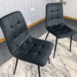 KOSY KOALA Dining Chairs Set Of 2 Tufted Chairs Velvet Chairs Seats in Black - thumbnail 3