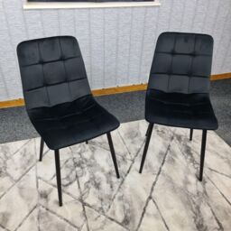 KOSY KOALA Dining Chairs Set Of 2 Tufted Chairs Velvet Chairs Seats in Black - thumbnail 1