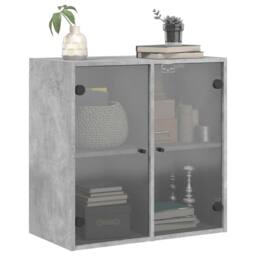 Berkfield Home Wall Cabinet with Glass Doors Concrete Grey 68x37x68.5 cm - thumbnail 4