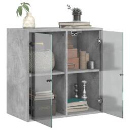 Berkfield Home Wall Cabinet with Glass Doors Concrete Grey 68x37x68.5 cm - thumbnail 5