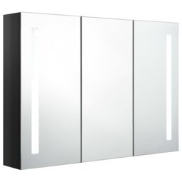 Berkfield Home LED Bathroom Mirror Cabinet 89x14x62 cm Shining Black - Size: 89 x 14 x 62 cm - thumbnail 3