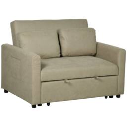 Wyld Haus Venido Loni Beige 2 Seater Sofa Bed with Side Pockets & Cushions in Light Brown - thumbnail 2