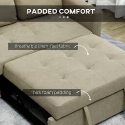 Wyld Haus Venido Loni Beige 2 Seater Sofa Bed with Side Pockets & Cushions in Light Brown - thumbnail 6
