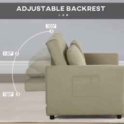 Wyld Haus Venido Loni Beige 2 Seater Sofa Bed with Side Pockets & Cushions in Light Brown - thumbnail 5