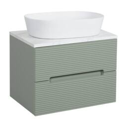 Bathroom Kingdom Monza Green & Grey Fluted Wall Hung Vanity Basin 600mm - thumbnail 1