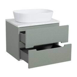 Bathroom Kingdom Monza Green & Grey Fluted Wall Hung Vanity Basin 600mm - thumbnail 2