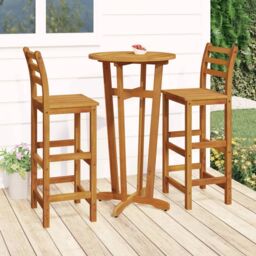 Berkfield Home 3 Piece Garden Bar Set Solid Wood Acacia in Brown - thumbnail 1