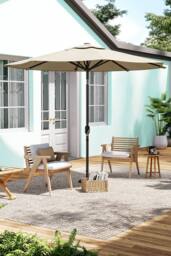 H&O Direct Outdoor Solar LED Lights Parasol with Crank (Base not included) in Beige - thumbnail 2