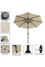H&O Direct Outdoor Solar LED Lights Parasol with Crank (Base not included) in Beige - thumbnail 5
