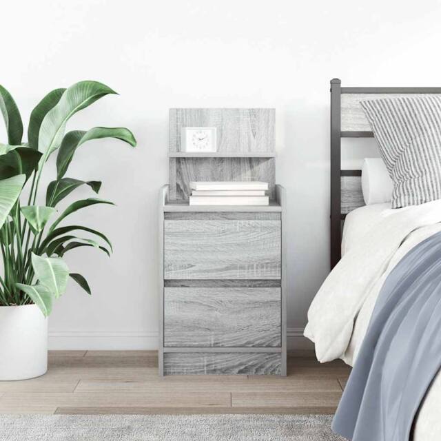 Berkfield Home Durable Bedside Cabinet with 2 Drawers Grey Sonoma 38x34x80 cm - Size: 38 x 34 x 80 cm - image 1