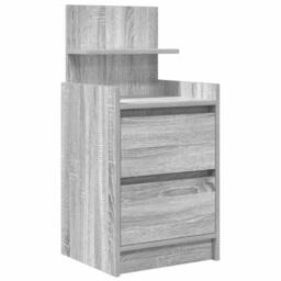 Berkfield Home Durable Bedside Cabinet with 2 Drawers Grey Sonoma 38x34x80 cm - Size: 38 x 34 x 80 cm - thumbnail 3