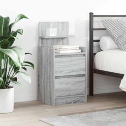 Berkfield Home Durable Bedside Cabinet with 2 Drawers Grey Sonoma 38x34x80 cm - Size: 38 x 34 x 80 cm - thumbnail 2