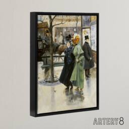 "Artery8 Abel Truchet On the Boulevards Parisian Street View Framed Canvas Art - Size: W12"" x H16""" - thumbnail 2