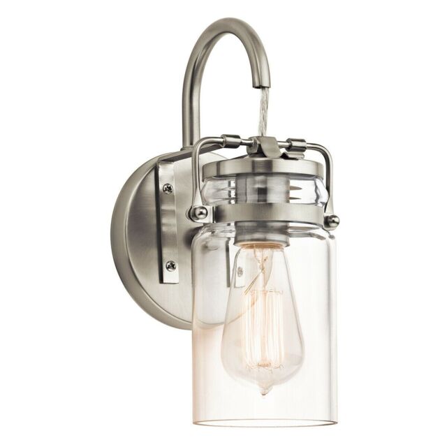 Loops Wall Light Vintage Style Canning Jars Clear Glass Shade Nickel LED E27 60W in Metallics