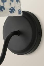 ValueLights Binky Rechargeable Matte Black Wall Light with Floral Pleated Shade in Mid Blue - thumbnail 5
