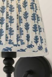 ValueLights Binky Rechargeable Matte Black Wall Light with Floral Pleated Shade in Mid Blue - thumbnail 4