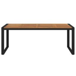 Berkfield Home Garden Table with U-shaped Legs 200x90x75 cm Solid Wood Acacia in Brown - Size: 200 x 90 x 75 cm - thumbnail 3