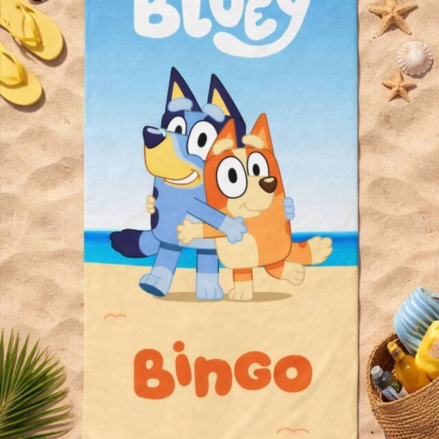 Bluey & Bingo Blue Beach Towel - image 1