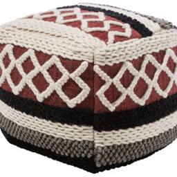 Wyld and Coco Multicolour Braided Macrame Pouffe - Boho Rustic - thumbnail 2
