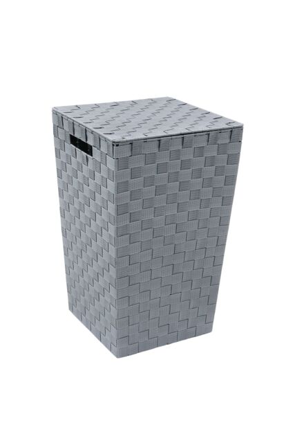 JVL Vichy Square Nylon Laundry Hamper in Grey - image 1