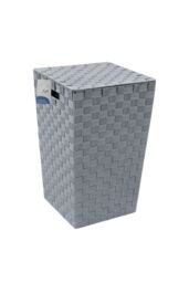 JVL Vichy Square Nylon Laundry Hamper in Grey - thumbnail 6