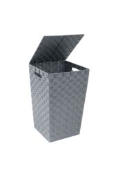 JVL Vichy Square Nylon Laundry Hamper in Grey - thumbnail 5