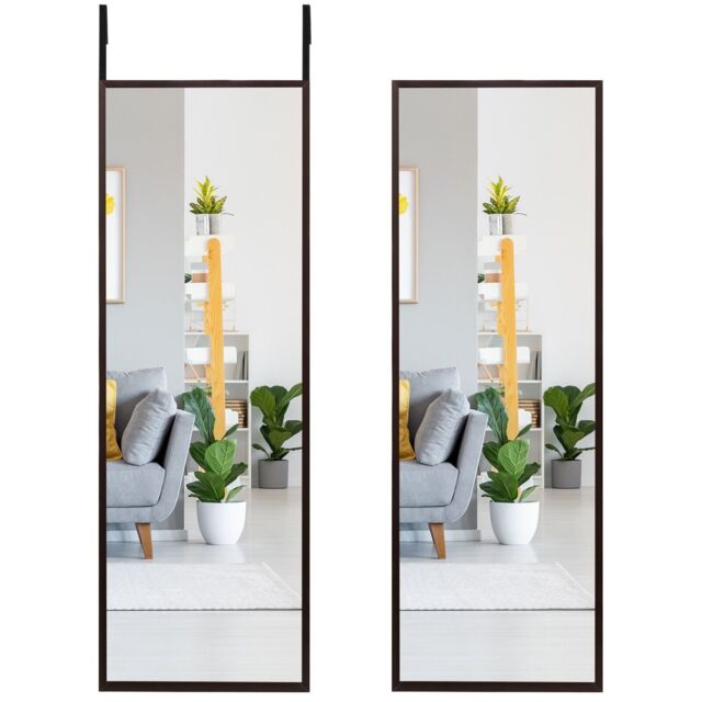 Costway 2 IN1 Full length Mirror Bedroom Over the Door Full Body Mirror Make up in Black - image 1