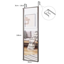 Costway 2 IN1 Full length Mirror Bedroom Over the Door Full Body Mirror Make up in Black - thumbnail 2