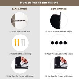 Costway 2 IN1 Full length Mirror Bedroom Over the Door Full Body Mirror Make up in Black - thumbnail 5