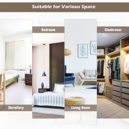 Costway 2 IN1 Full length Mirror Bedroom Over the Door Full Body Mirror Make up in Black - thumbnail 6