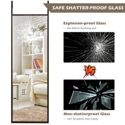 Costway 2 IN1 Full length Mirror Bedroom Over the Door Full Body Mirror Make up in Black - thumbnail 4