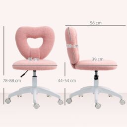 HOMCOM Armless Heart Desk Chair, Makeup Vanity Chair for Home, Pink - thumbnail 3